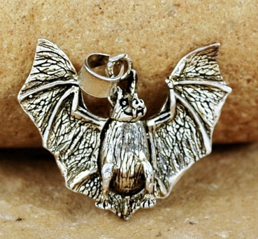 Fledermaus Anhänger Silber 925 - Beweglicher Kopf